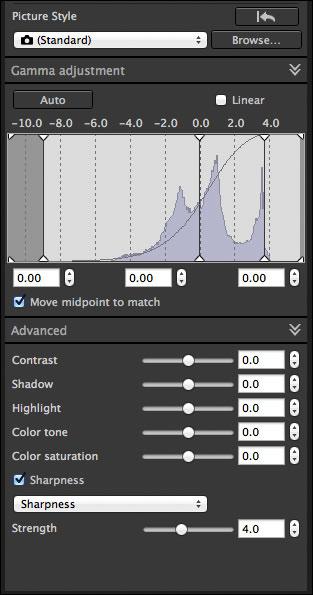 Adjusting Image Sharpness You can make the overall atmosphere of an image sharper or softer. Adjustment can be made by selecting from two modes, [Sharpness] and [Unsharp mask].