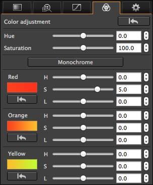 Display the Color Adjustment tool palette. Advanced with the Color Adjustment Tool Palette Adjusting a Specific Color Gamut Use the sliders to make adjustments.