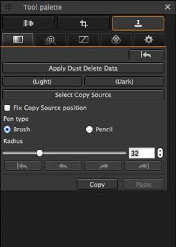 Manually Erasing Dust (Repair Function) You can erase dust spots in an image by selecting them one by one.