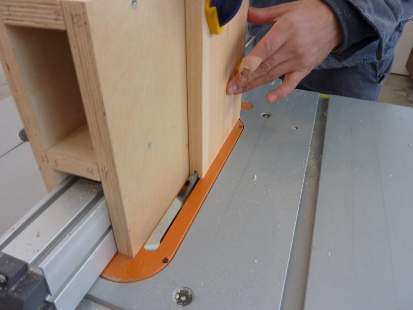 For each setup, you will cut both the side and end pieces, thus assuring that the grooves exactly match up. To make sure the grooves match, mark the inside and outside of each of the boards.