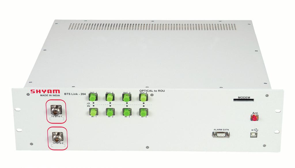 BTS Link-204/208 with DBROU 3 MASTER UNIT DUAL BAND MASTER OPTICAL UNIT MOU 204/208 MOU SPECIFICATIONS RF Input Power Level: RF Interface Connector: Attenuation Range: Attenuation Type: Optical