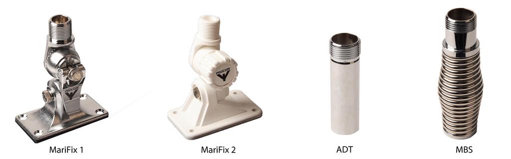 revolving nut on 1 threaded water pipe on the MariFix 1 / MariFix 2.