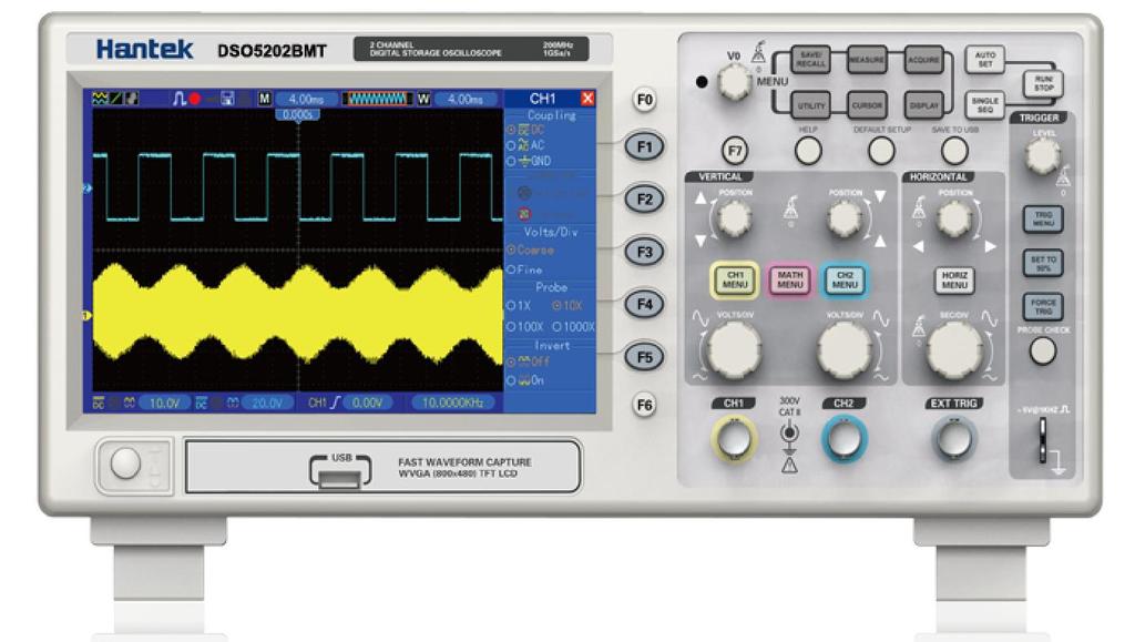 Font Panel Features USB Host Port -- Conveniently use your USB flash drive to store your personal oscilloscope setups, screen shots,and waveform data of later use, Also ues the USB host port to