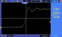 The scope displays the resultant TDR waveform and provides a means of measuring time and amplitude of these pulses.