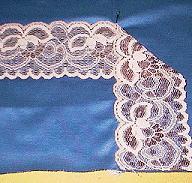 Sew mittered slits with lace to bottom of side seams.