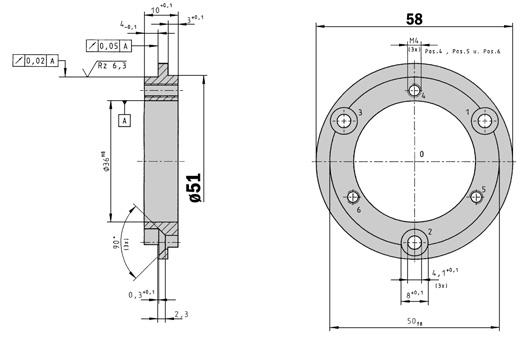 Accessories Mounting systems imensional drawings and order information Mechanical Adaptors Adaptor flange of aluminium for face mount flange, spigot 3 mm Part no.