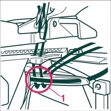 Important note on threading The needle(s) must always be threaded last so that the needle threads do not run under the looper thread as seen in drawing 1, but instead over the looper thread as