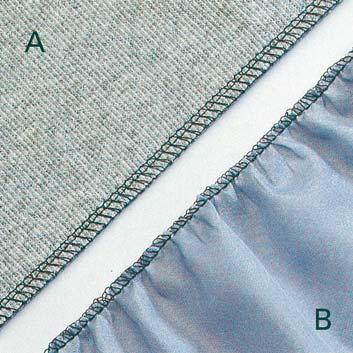 Here you will avoid stretching in the seam when working with knitwear, such as jerseys or gathered fabrics. Instead, a smooth seam (A) will be achieved.