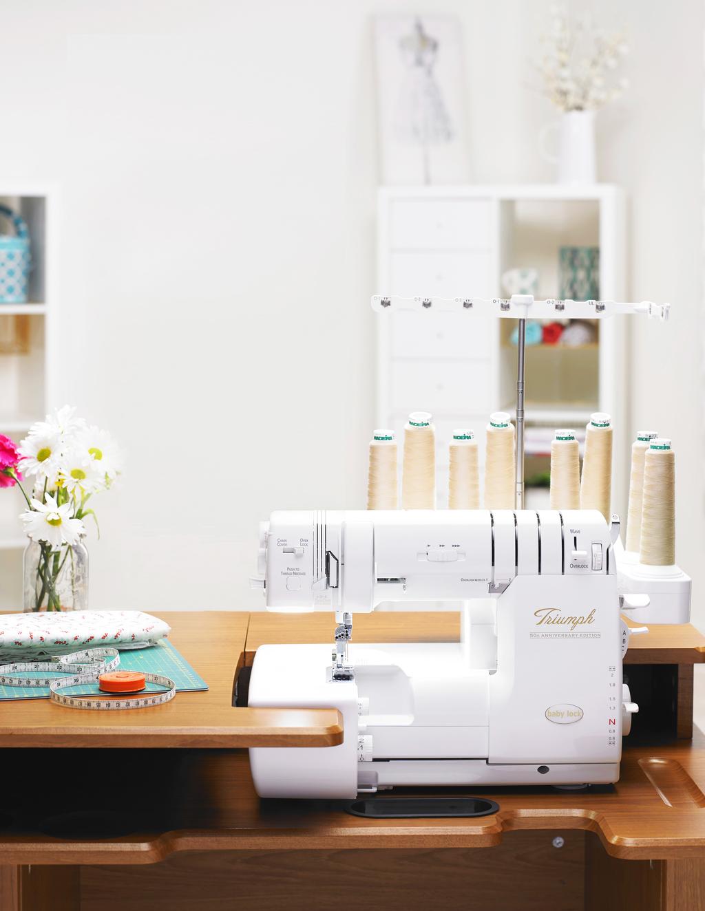 Top of the Line 8-Thread Serger The Triumph conquers serging in a way you never thought possible thanks to RevolutionAir threading.