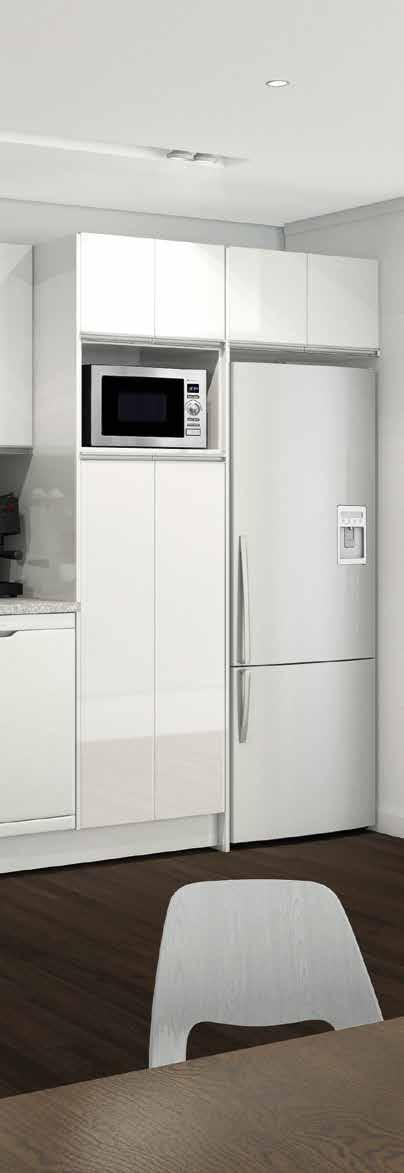 DESIGNER LINE KITCHEN CABINET COLOUR Acrylic Arctic Ice BENCHTOP COLOUR Caesarstone Atlantic Salt Cabinetry pre-assembled Ready for