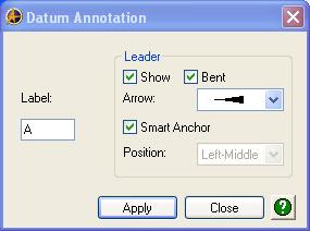 To insert a datum annotation: 1. In any type of workspace, from the Insert menu select Annotation > Datum. In a drawing workspace, select the Datum tool from the Detailing toolbar.