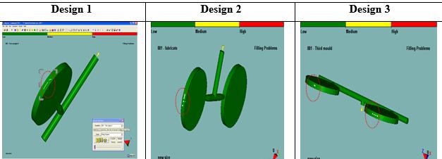 shows that number of cavities were affecting the defect produced by the injected parts. But for individual part, Design 2 will show the least number of defect formation on each individual part.