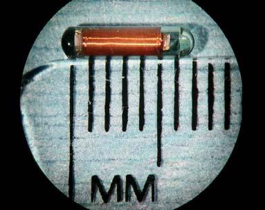 Implantable Sensor - Beacon TM Transponder Wireless AC electromagnetic resonant circuit No external lead wires No internal power supply Designed for permanent implantation