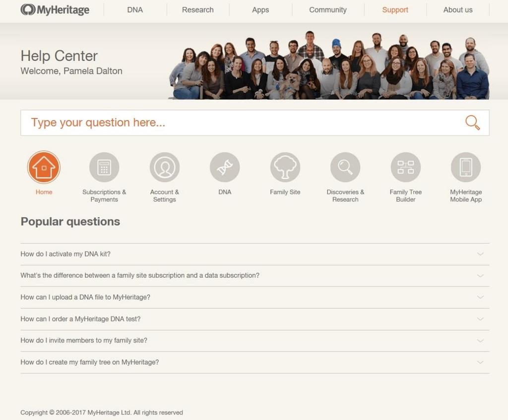 MyHeritage has various avenues of support.