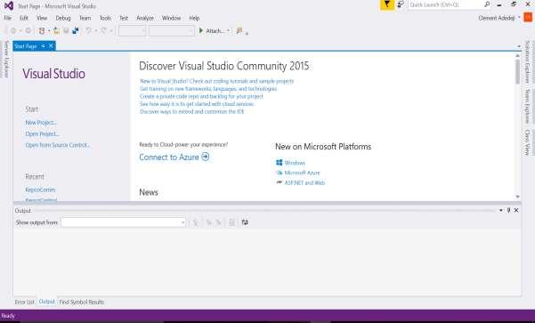 Consequently, the development on the computer was done using Microsoft visual studio which uses the Microsoft C compiler.