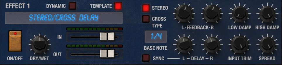 14: Stereo/Cross Delay Effect parameters This is a stereo delay.