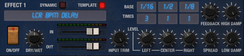15: LCR BPM Delay Effect parameters This is an LCR delay in which the delay time can be synchronized to the song tempo.