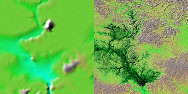 Improvement Over Old Global DEMs Lake Balbina, near Manaus, Brazil as depicted using old global 1km data (on the left),