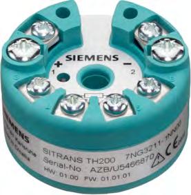 Siemens AG 015 SITANS TH00 two-wire system, universal Overview Application SITANS TH00 transmitters can be used in all industrial sectors.