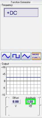 Setting the amplitude of the DC signal After you click OK, +DC (which is what I selected) will appear in the box below Frequency.