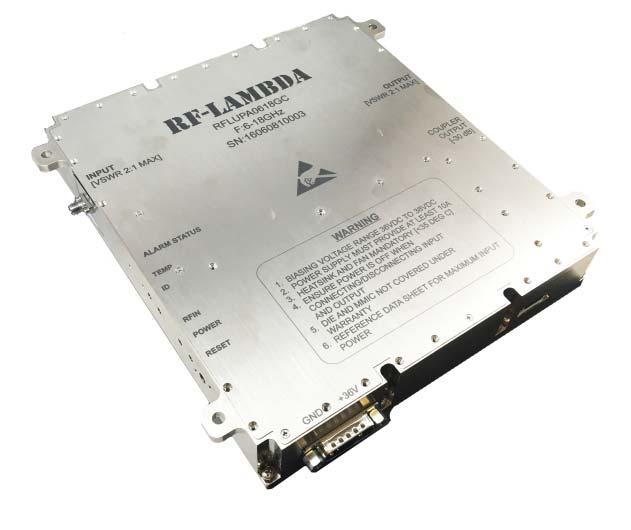 7-3 RF-LAMBDA 20W Solid State Power Amplifier 6-18GHz Electrical Specifications, TA = +25⁰C Vcc = +36V Features Psat: + 43.