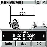 Main Menu Page Marking Waypoints Mark Waypoint Page Map Symbol List Marking a Waypoint with the Panning Arrow.