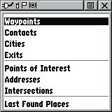 To save Map or Find N Go Menu items as waypoints: 1. Access the Information Page for the desired item (highlighted from the map or selected from the Find N Go Menu). 2.