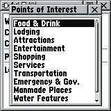 Main Menu Page Finding Items Points of Interest List Food & Drink Categories Nearest Barbecue List 36 Finding a Point of Interest You can use the Find Point of Interest option to locate a nearby