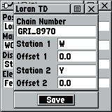 To setup Loran TD from the Main Menu: 1. When Loran TD is chosen, the Loran TD setup window will automatically appear. 2.