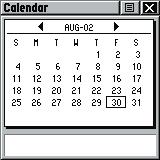 Calendar This feature provides you with a monthly calendar with programmable reference notes dates.