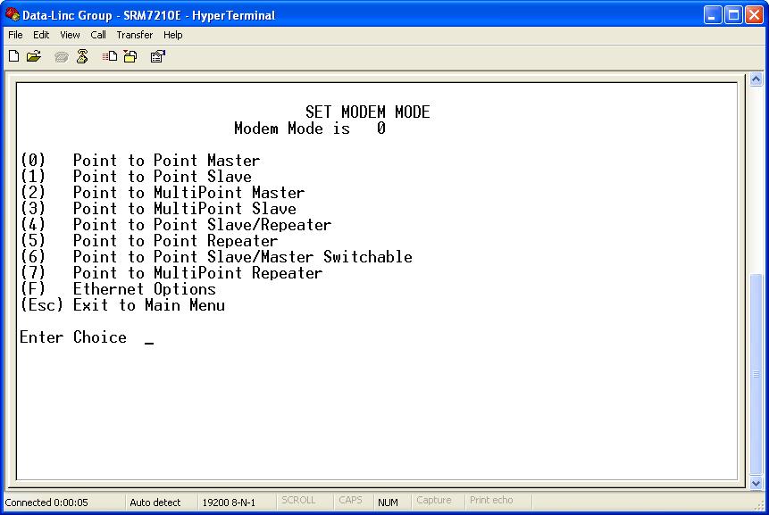 Main Menu Option (0): Set Operation Mode When item (0) is selected, the Operation Mode Menu appears as shown in figure 2.