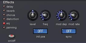 EQ EQ (Equalisation) Contained in the Effects section is an EQ filter which can boost or cut high (treble) or low (bass) frequencies in a similar manner to the tone controls often found on domestic