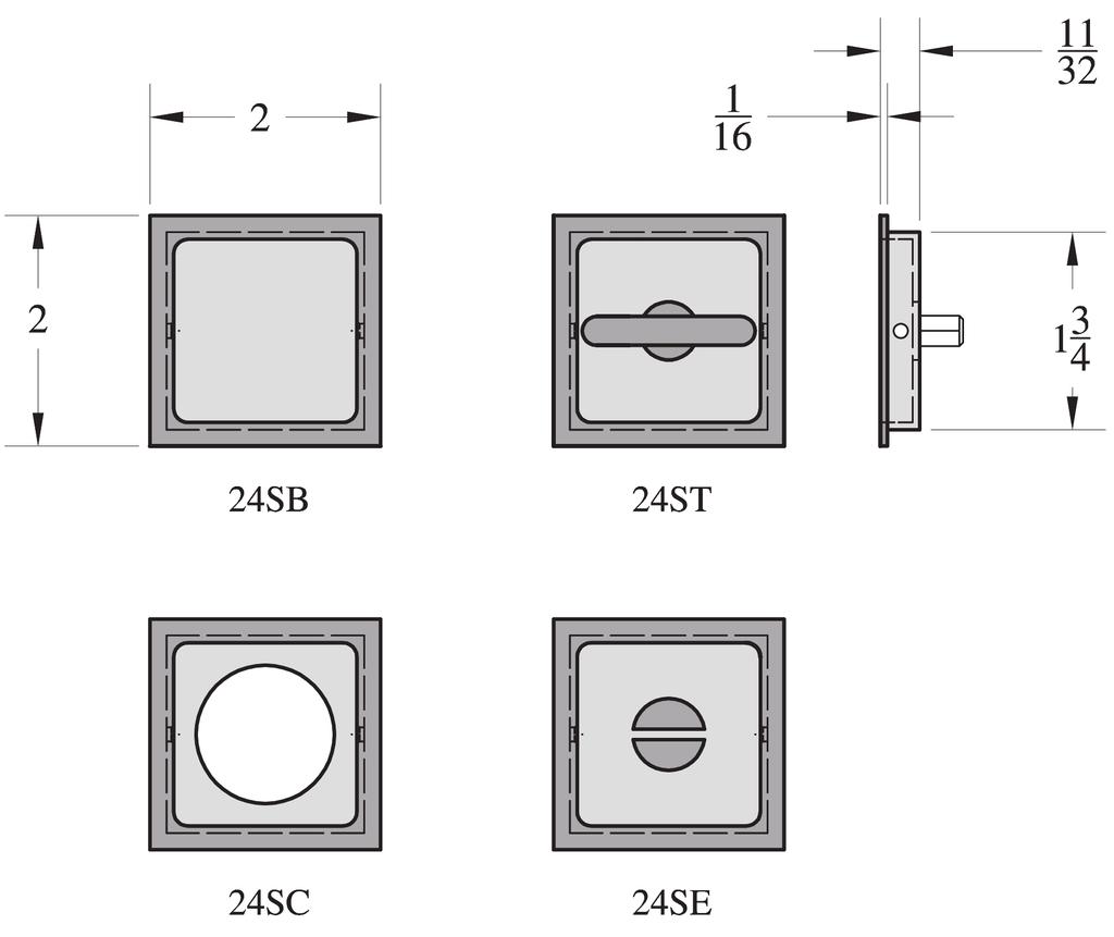 four functions to work with the #2000, #2001, #2002 sliding/pocket door locks: