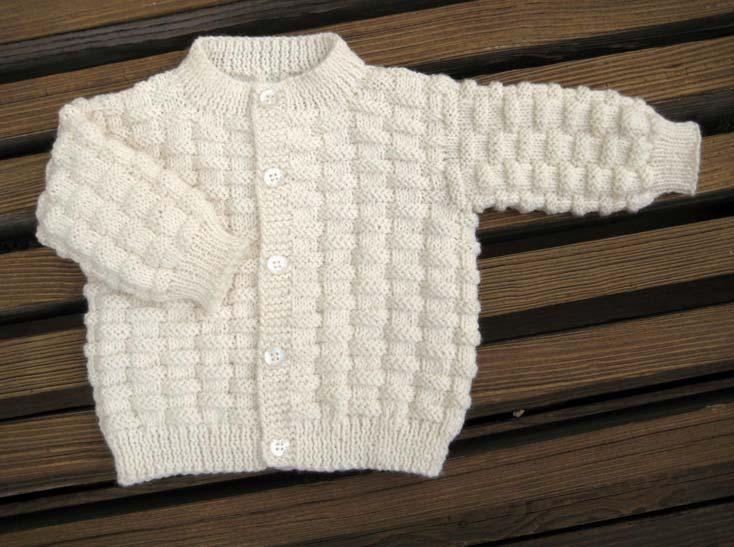 Basket Weave Baby Sweater 2-6 mo. Size An intermediate level project.