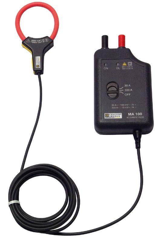 Flexible probe for AC current Model MA100 30-300/3 MiniFLEX series Current 30 A AC 300 A AC Output 100 mv / A 10 mv / A Description The model MA100 MiniFLEX sensor is a flexible sensor comprising an
