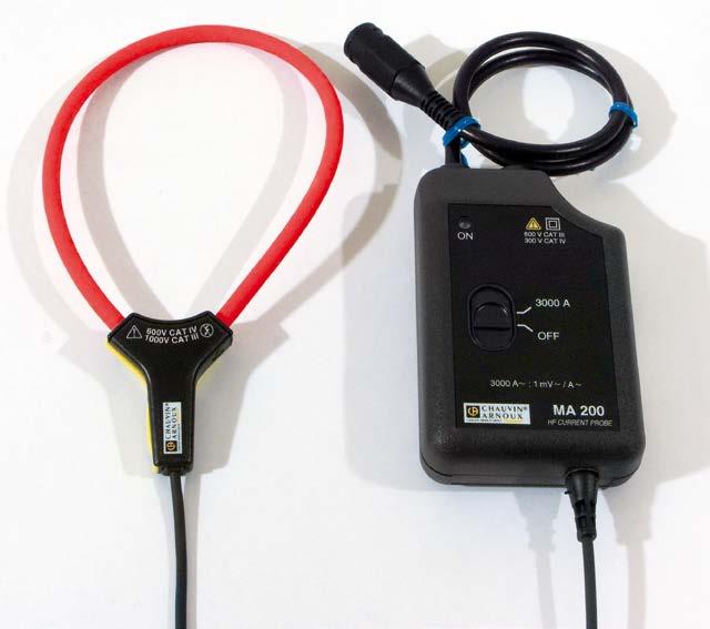 Flexible probe for AC current Model MA200 3000/3 (insulated AC current probe) MiniFLEX series Current Output 4500 A peak 1 mv / A Description The MiniFLEX MA200 is a flexible sensor comprising an