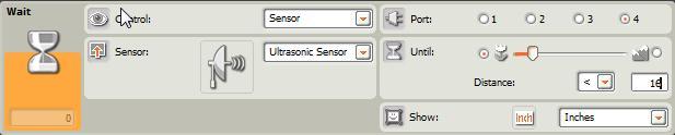 list. Make sure the Port is set to "4" (where the Ultrasonic Sensor is