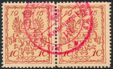 10 groszy stamps were sometimes cancelled with a so-called police