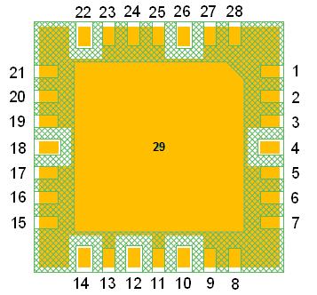 QPA8 Pad Description Bottom view of package base Pin Number Label Description 1-3, 5-9, 11, 13, -17, 19- No internal connection.