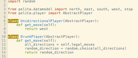 Implementing the first players Standard imports Pelita imports Implement a simple player