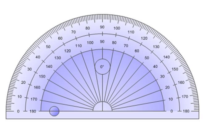4. MESURING ND ONSTRUTING NGLES The protractor has two scales: an outer scale going from 0 180