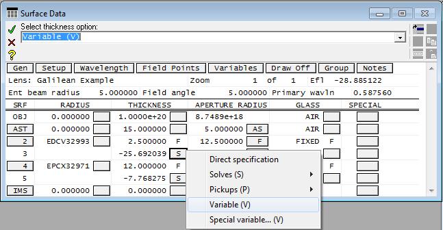 function that assesses how well collimated the system is in image space. Under the menu for Optimize select Operands (or type ose ).