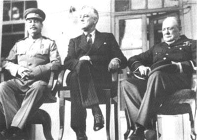 Príklad: 1943, Teherán, konferencia, Churchill, Roosevelt, Stalin, či sa otvorí západný front Predstavím si, ako sa všetci