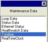 Monitoring and Operating the Controller Totalizer Data Select Totalizer from the Maintenance Data menu.