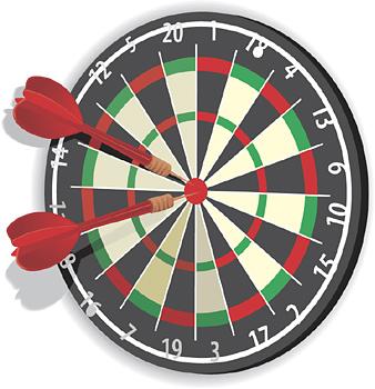 5. TO THE POINT During the Amazing Race contest, participants were required to perform the following task. They had to throw darts at one of two targets.
