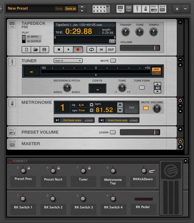 User Interface Toolbar and Rack The Rack with Tools and Virtual Rig Kontrol The Toolbar sits on top of the Rack and is your one-stop-shop for all the Rack Tools and some other frequently used