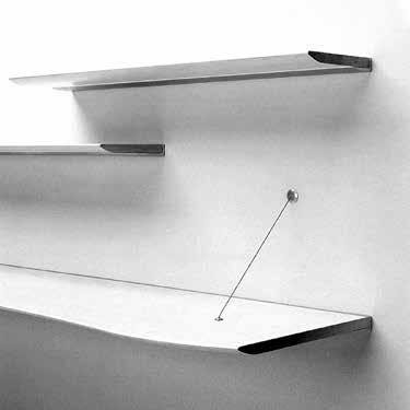 TANGENT SHELVES WITH WIRE SUPPORT STANDARD FEATURES Tangent shelves provide a unique and effective shelving solution. Key to the entire system is a strong, wall-mounted aluminum bracket.