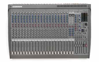 Talkback mic input L2000/L1200 4-Bus Mixing Consoles Two stereo line channels with mic preamps and 4-band EQ XLR and 1/4-inch stereo main outputs Two large 12-segment LED meters for main