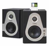 25-inch copolymer woofers, 40 watts (2 x 20) of internal power 25mm silk dome high frequency drivers Built-in ipod dock to sync, charge and play music USB input to stream digital audio from your