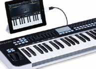 studio applications Dedicated Transpose and Octave buttons, Pitch and Mod wheels Four zones for creating splits and layering sounds Adjustable velocity curve for both keys and pads ipad and USB bus